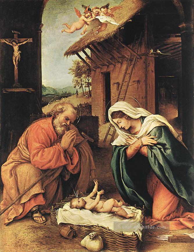 Nativity 1523 Renaissance Lorenzo Lotto Ölgemälde